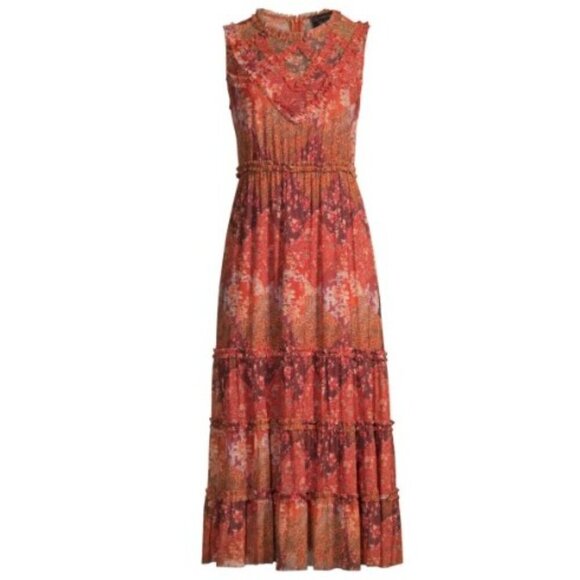 NWT Johnny Was Josephina Mesh Midi Floral Ruffle Dress Large - Picture 7 of 15